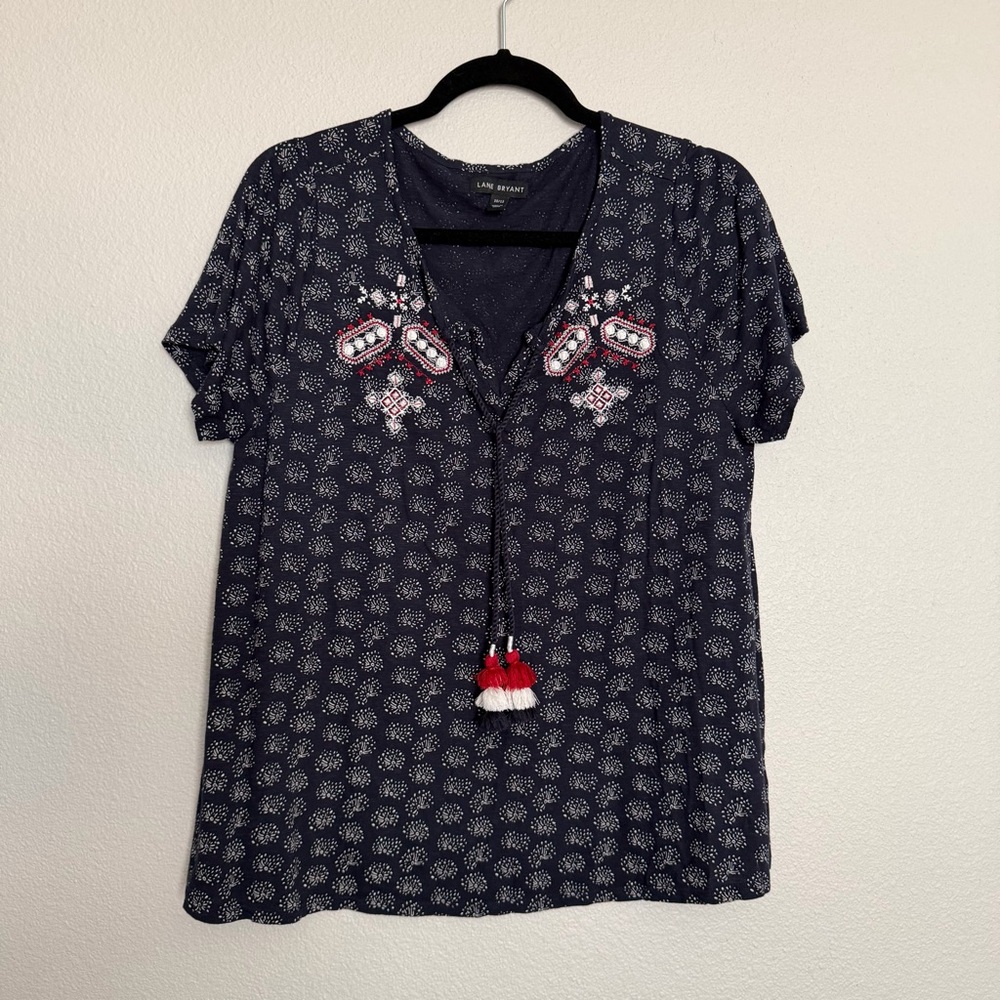 Lane Bryant Women's Top Size 10/12 Patriotic Tassel